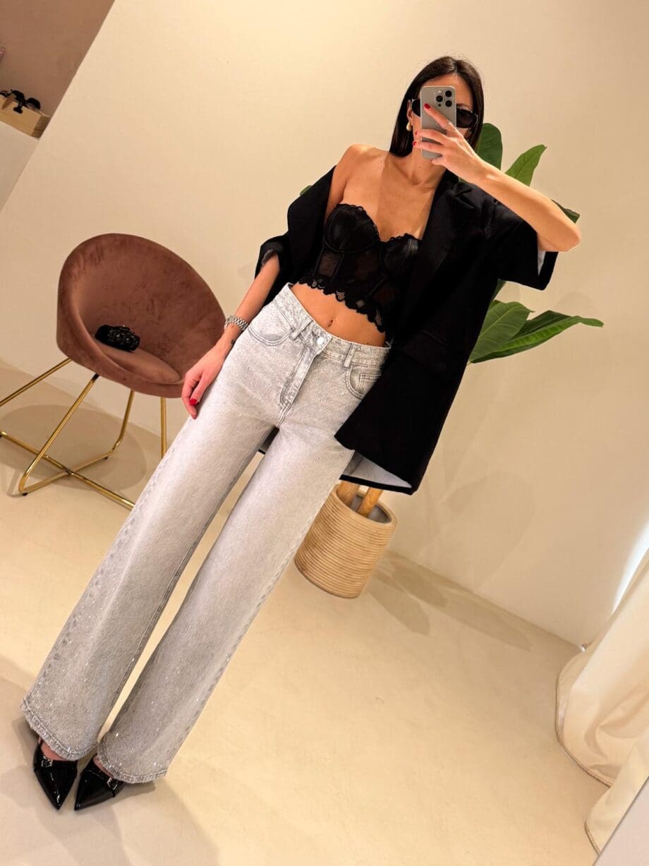 Jeans Grey Strass Luly