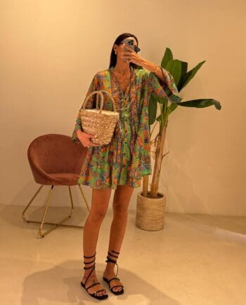 Abito Summer Verde Celeste Polvere Arancio