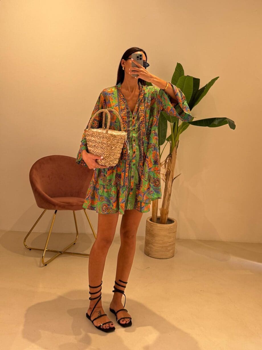 Abito Summer Verde Celeste Polvere Arancio