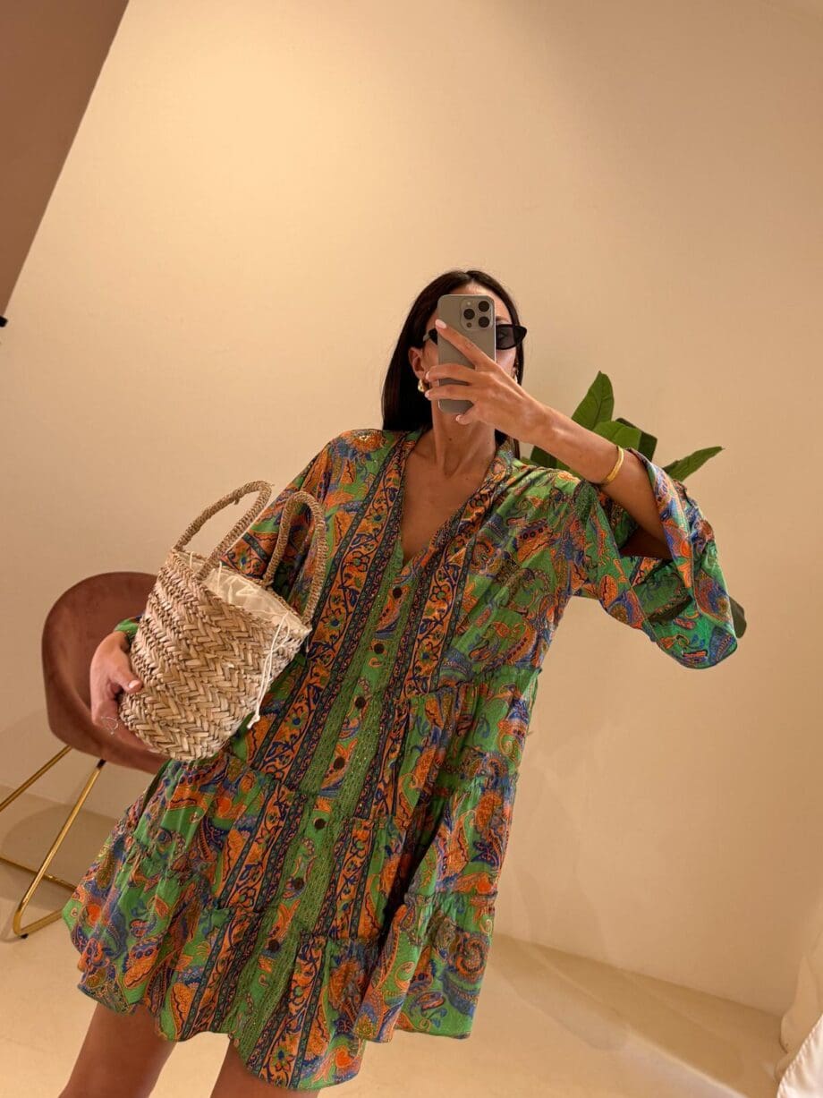 Abito Summer Verde Celeste Polvere Arancio