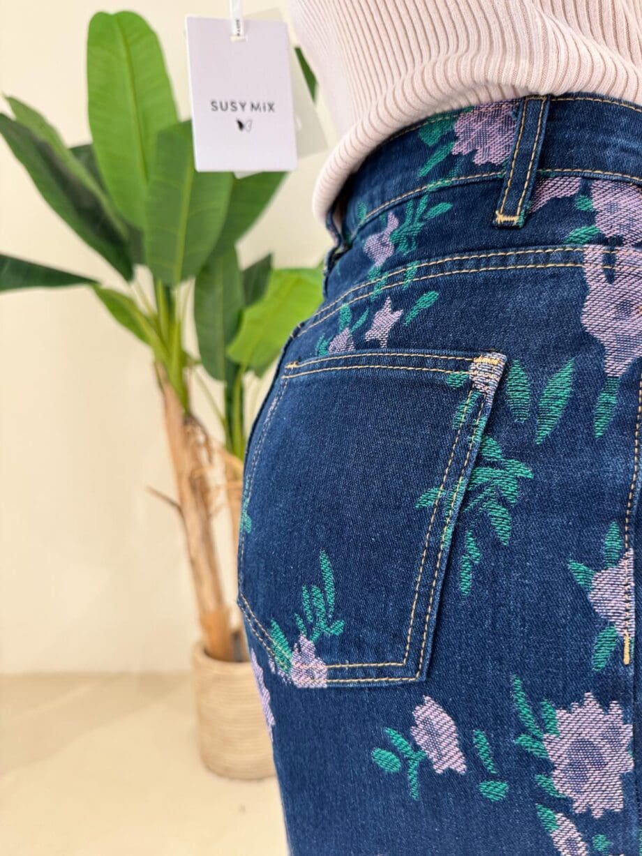 Jeans denim fiori