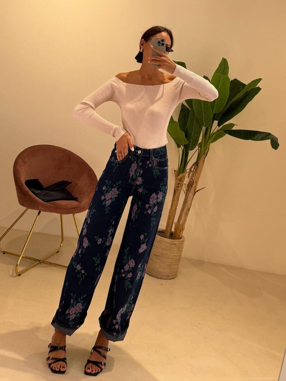Jeans denim fiori
