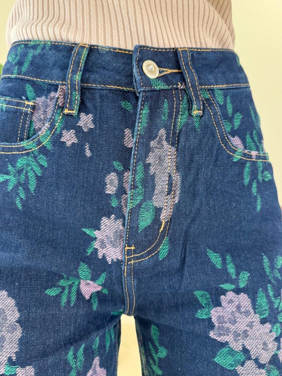 Jeans denim fiori