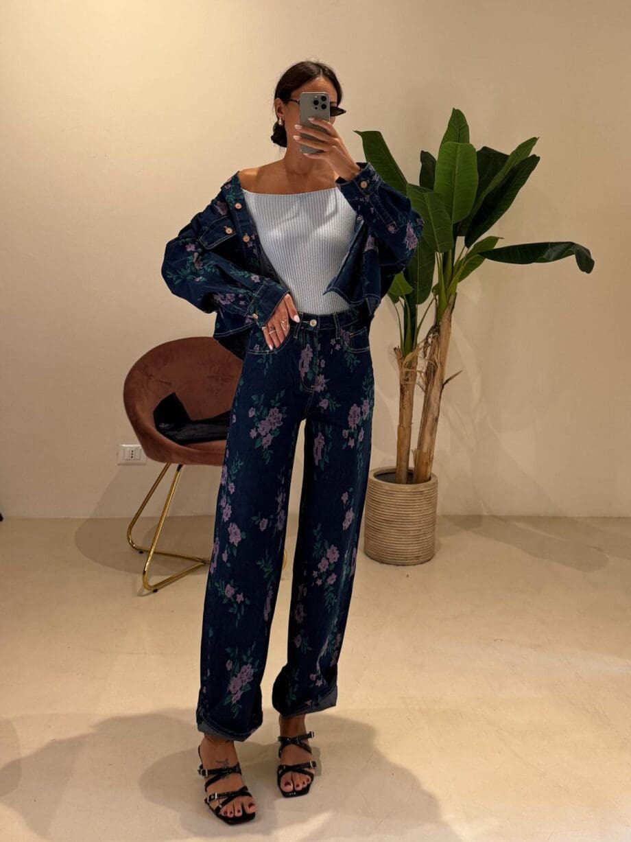 Jeans denim fiori