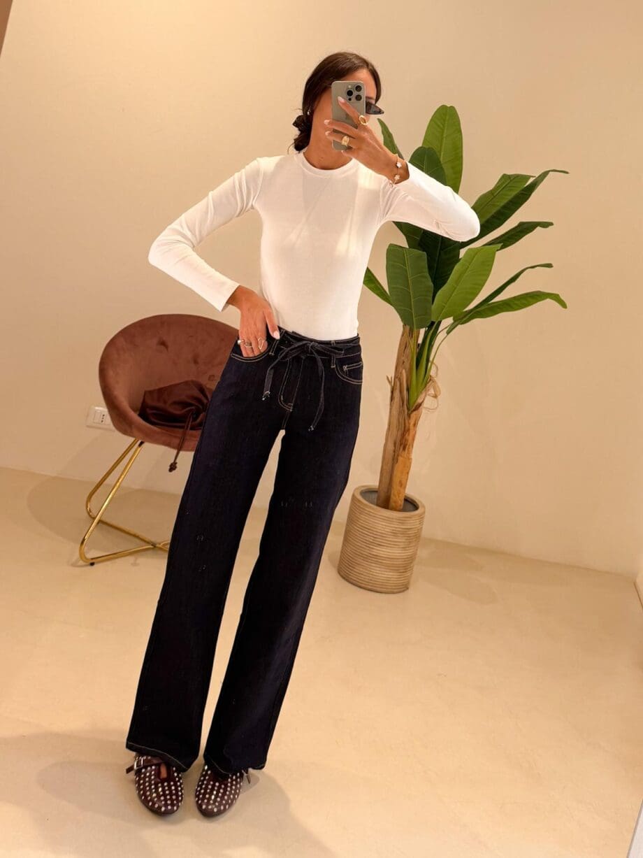 Jeans blu fiocchetto