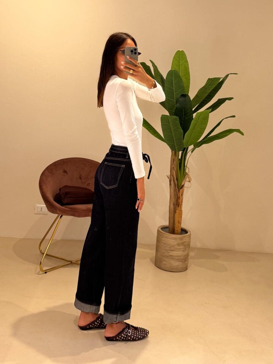 Jeans blu fiocchetto