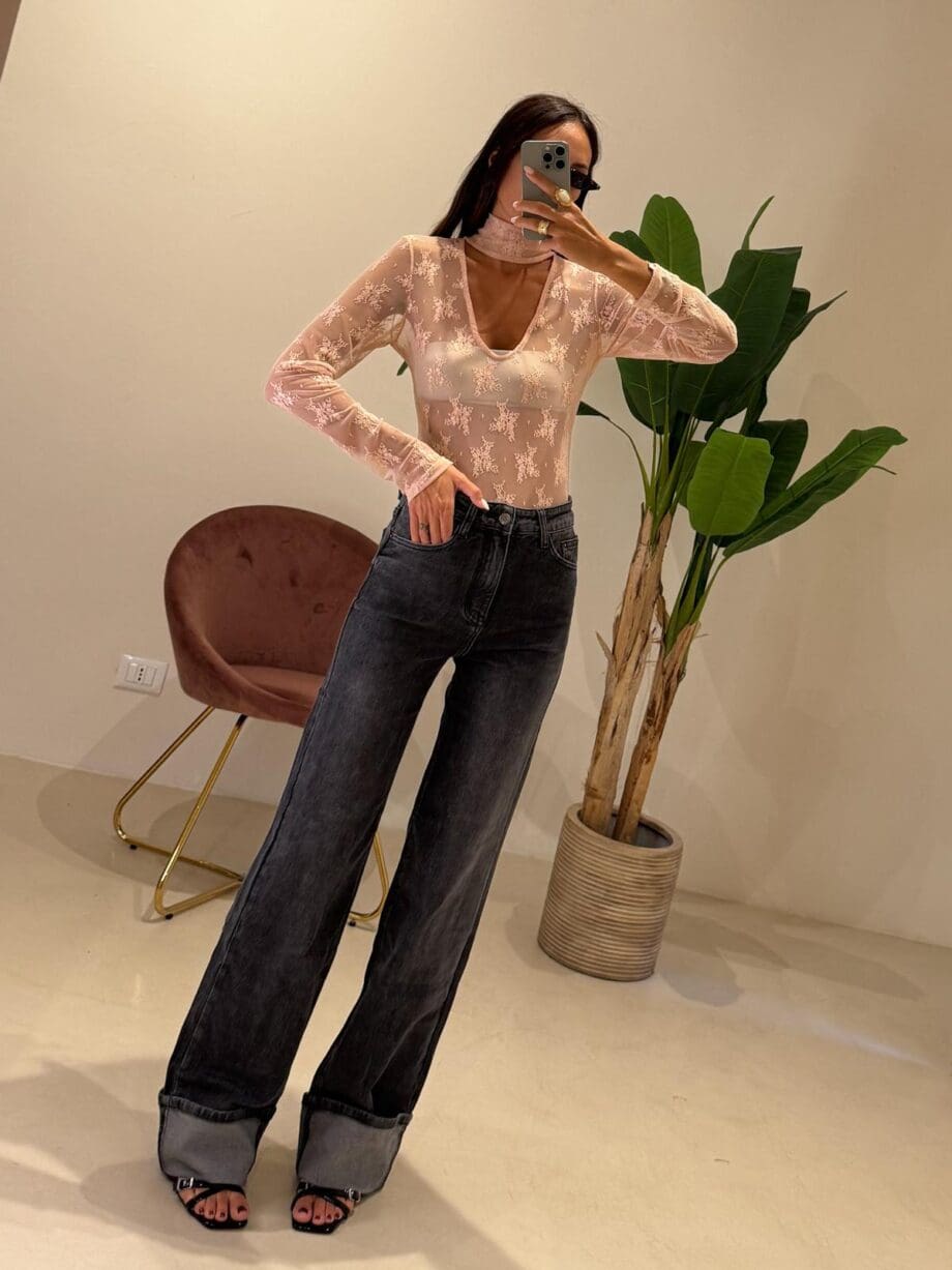 Body pizzo girocollo