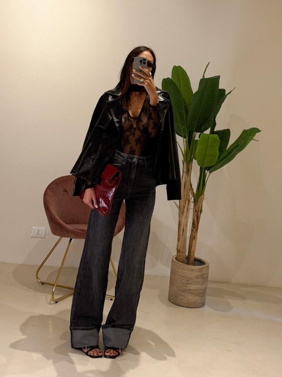 Body pizzo girocollo