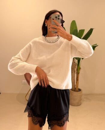 Shorts satin pizzo