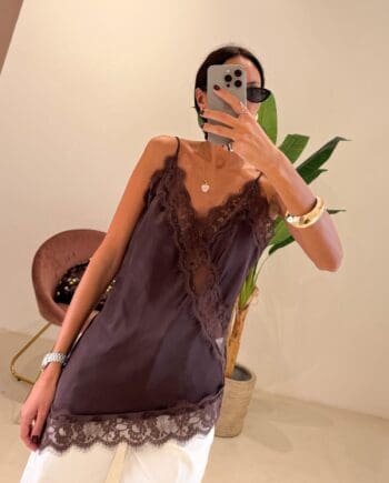 Top satin pizzo