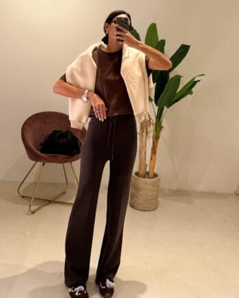 Pantalone in maglia cioccolato