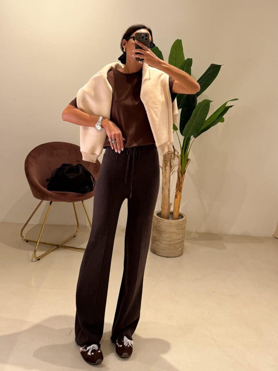 Pantalone in maglia cioccolato