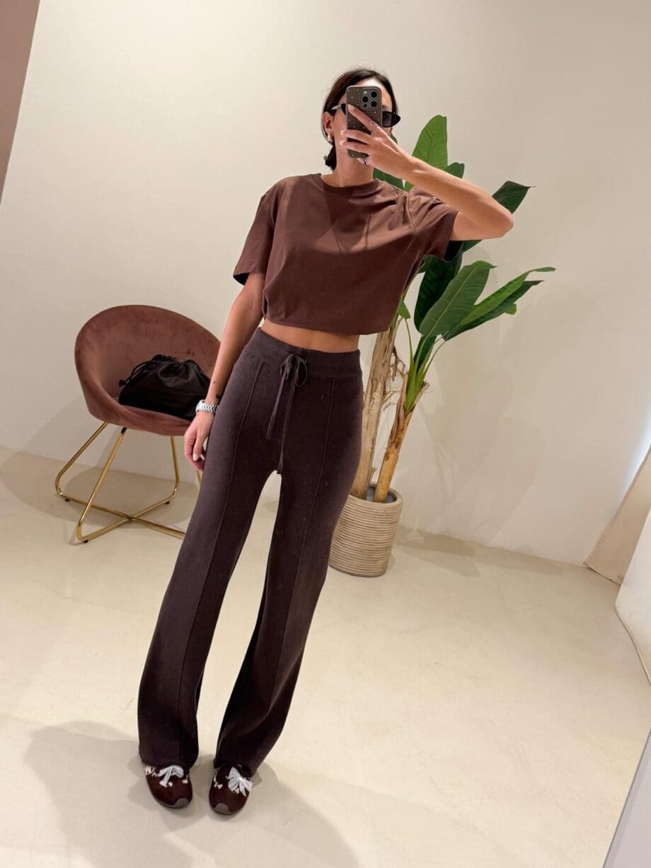 Pantalone in maglia cioccolato