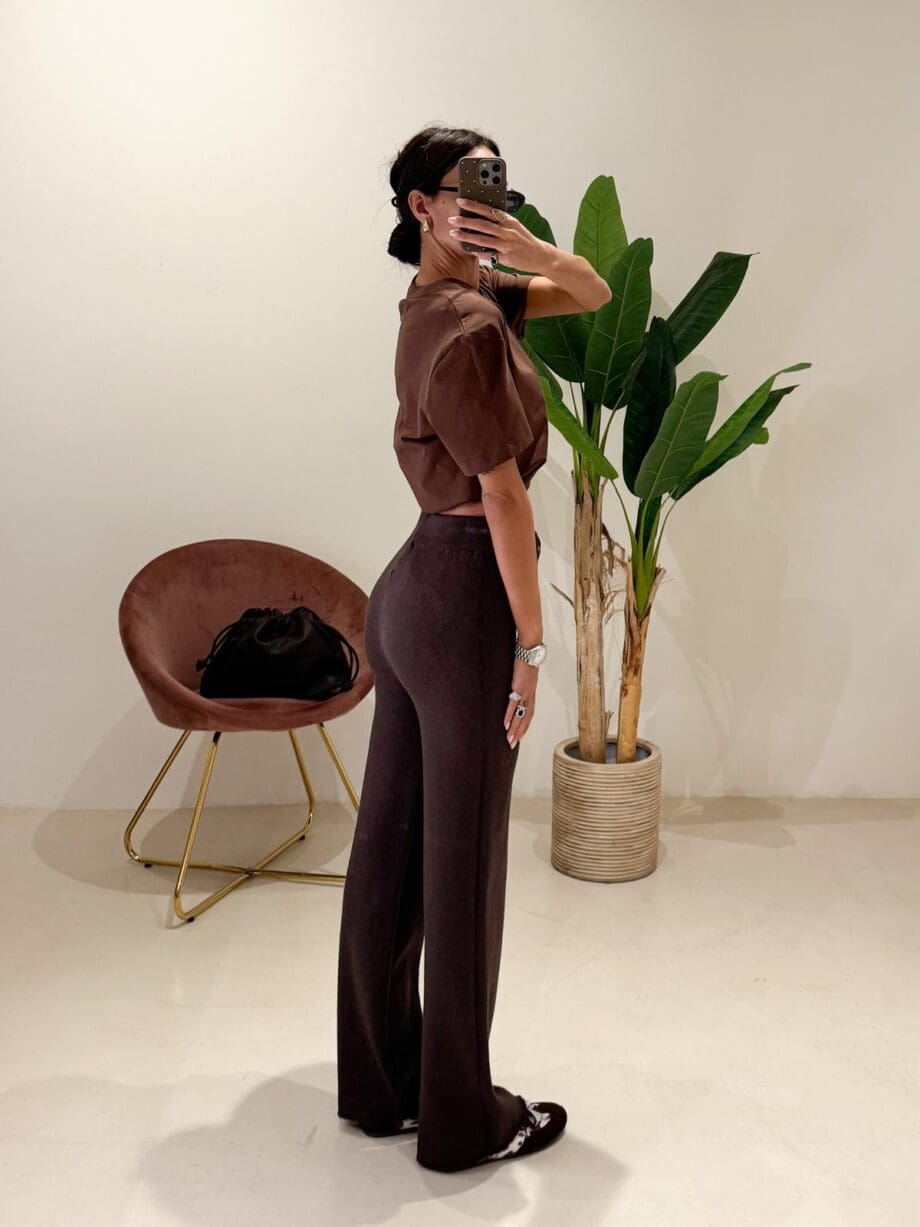 Pantalone in maglia cioccolato